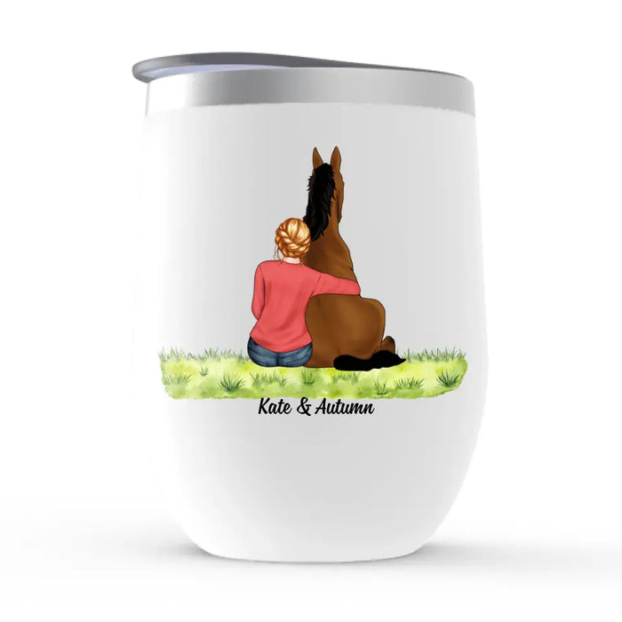 Just A Girl Who Loves Horses - Personalized Horse Girl Wine Tumbler, Gift For Horse Lovers