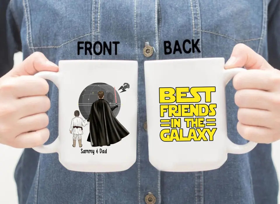 Best Friend in the Galaxy Father and Son Daughter - Father's Day Personalized Gifts Custom Mug for Dad