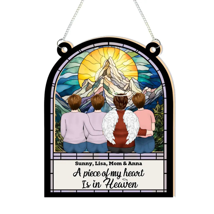 Personalized A Piece Of My Heart Is In Heaven Suncatcher Ornament, Custom Family Window Hanging Suncatcher for Loss of Loved One Sympathy Gifts