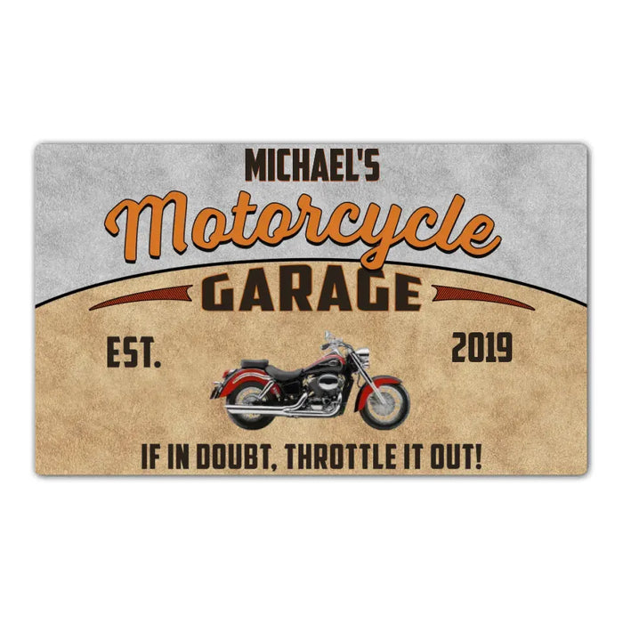 Personalized Motorcycle Garage Doormat, Custom Motorcycle Mat for Bikers, Motorcycle Lovers