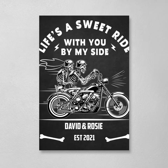 Life's A Sweet Ride With You By My Side - Personalized Gifts Custom Canvas For Biker Couples, Motorcycle Riding Lovers