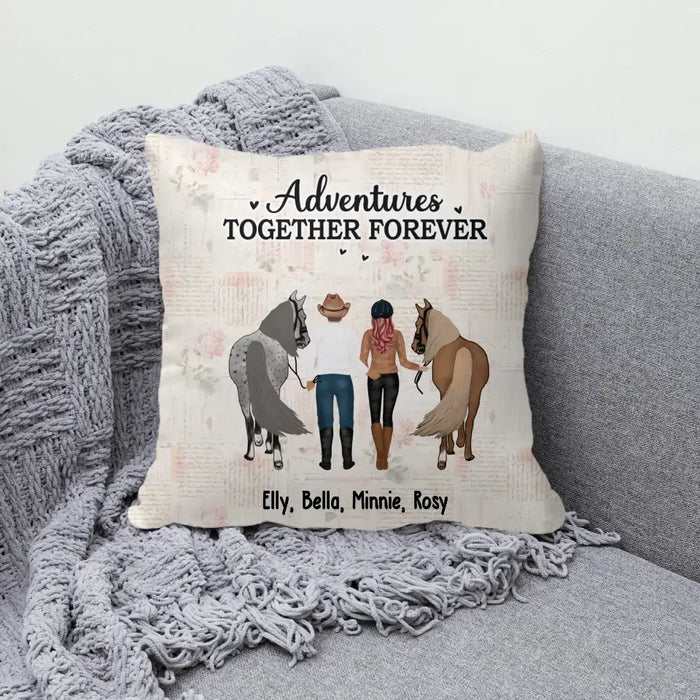 Personalized Adventures Together Forever Pillow, Custom Horse Riding Couple Pillow, Gifts For Horse Lovers