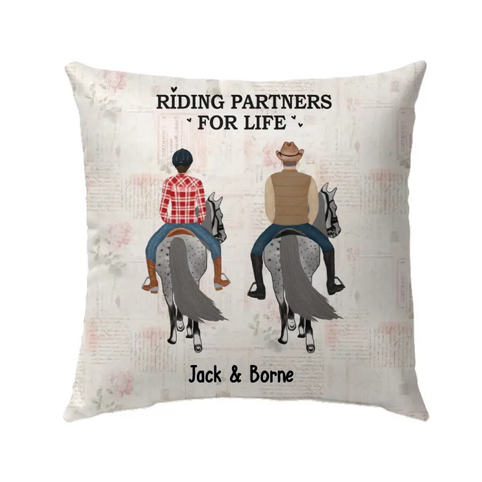 Personalized Riding Partners For Life Pillow, Custom Horse Riding Pillow, Gifts For Horse Lovers