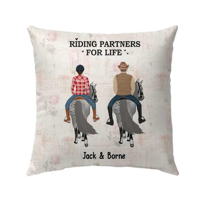 Personalized Riding Partners For Life Pillow, Custom Horse Riding Pillow, Gifts For Horse Lovers