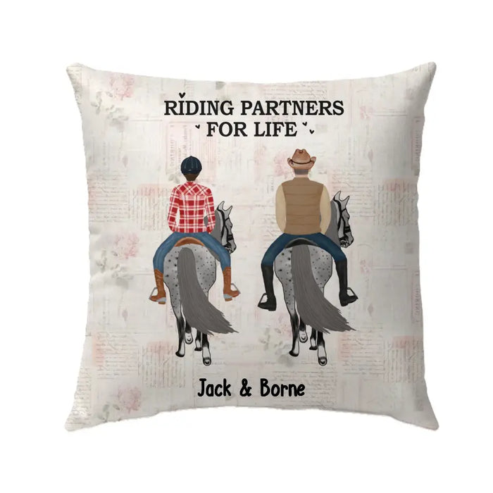 Personalized Riding Partners For Life Pillow, Custom Horse Riding Pillow, Gifts For Horse Lovers