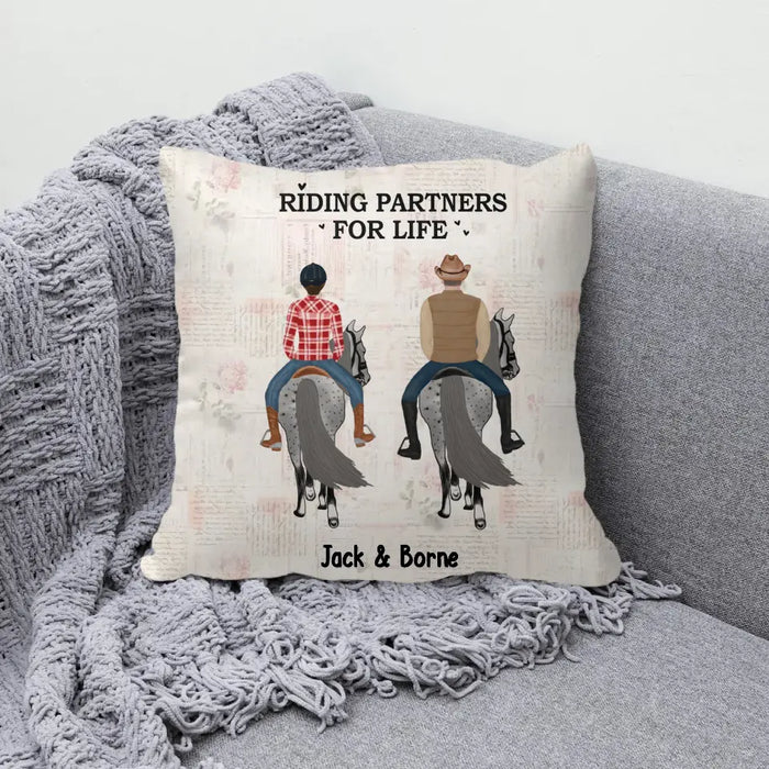 Personalized Riding Partners For Life Pillow, Custom Horse Riding Pillow, Gifts For Horse Lovers