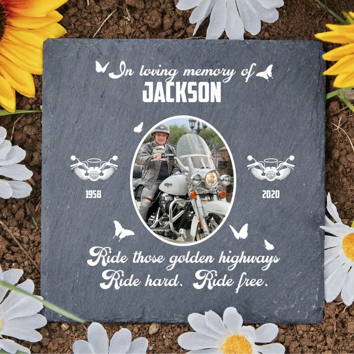 Personalized In Loving Memory Of Motorcycle Memorial Garden Stone, Motorcycle Remembrance Sympathy Gift