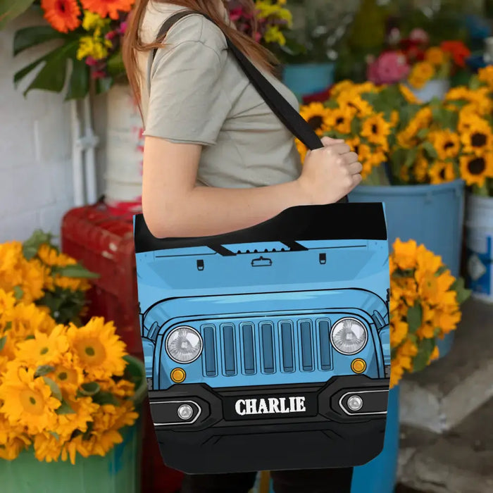 Personalized Jeep with Name Tote Bag, Custom Bag For Her, Car Lovers