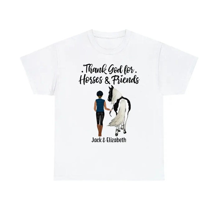 Thank God for Horses & Friends - Personalized Shirt For Her, Horse Lovers