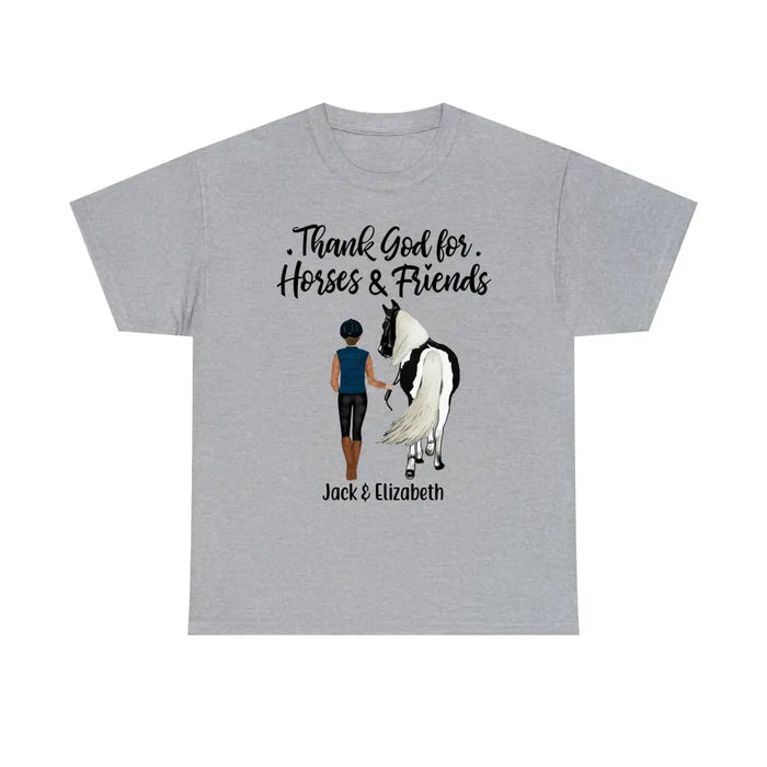 Thank God for Horses & Friends - Personalized Shirt For Her, Horse Lovers