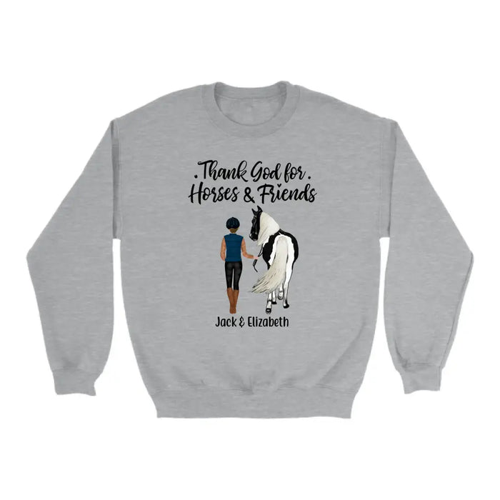 Thank God for Horses & Friends - Personalized Shirt For Her, Horse Lovers