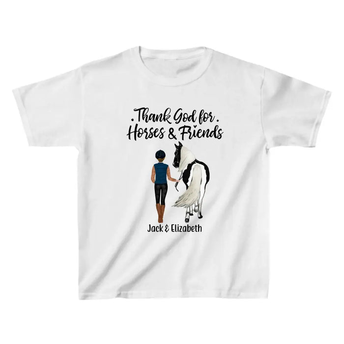 Thank God for Horses & Friends - Personalized Shirt For Her, Horse Lovers