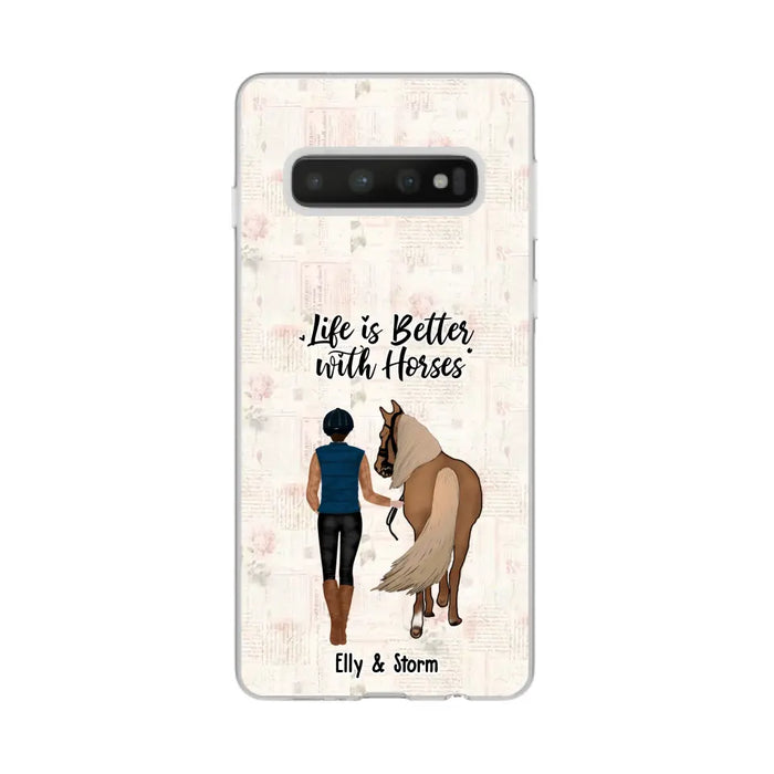 Life Is Better With Horses - Personalized Horse Phone Case, Custom Girl Leading Horse Case For Horse Lovers