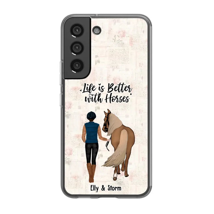 Life Is Better With Horses - Personalized Horse Phone Case, Custom Girl Leading Horse Case For Horse Lovers