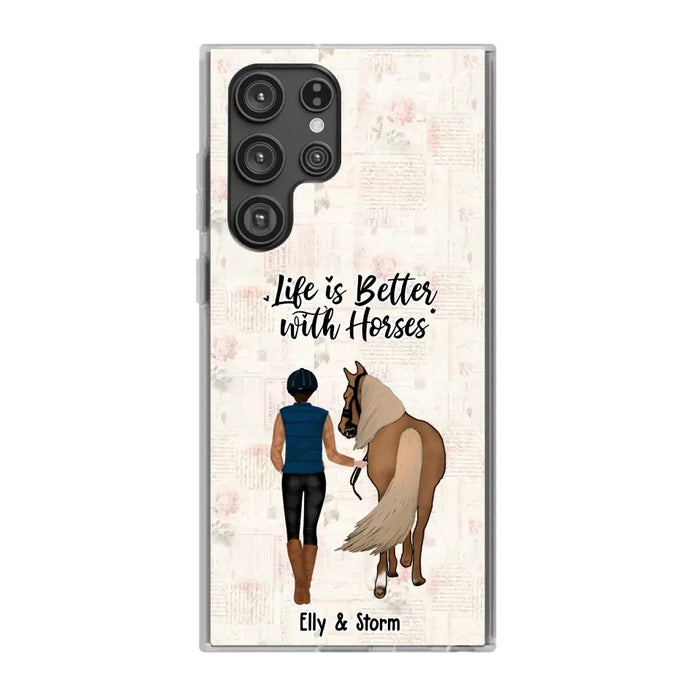 Life Is Better With Horses - Personalized Horse Phone Case, Custom Girl Leading Horse Case For Horse Lovers