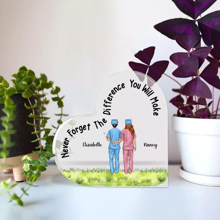 Never Forget The Difference You Will Made - Personalized Gifts Custom Nurse Acrylic Plaque For Friends, Nurse Gifts