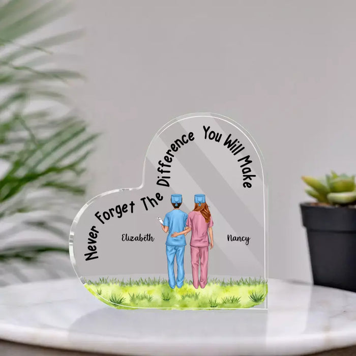 Never Forget The Difference You Will Made - Personalized Gifts Custom Nurse Acrylic Plaque For Friends, Nurse Gifts