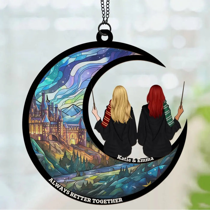 Personalized Wizard Best Friends Suncatcher, Custom Sisters Suncatcher, Gift For Wizard Family, Couple, Best Friend