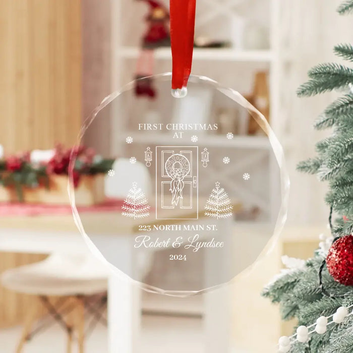 Personalized First Christmas At New Home Glass Ornament, Custom New Home Ornament, Christmas Gift for New Homeowners