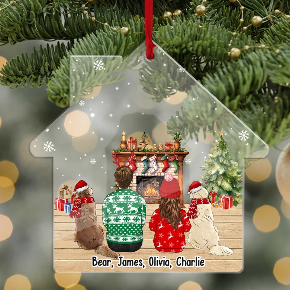 Christmas Sitting Family Toy Box - Personalized Custom Shaped Acrylic Ornament Nv1397cla1946