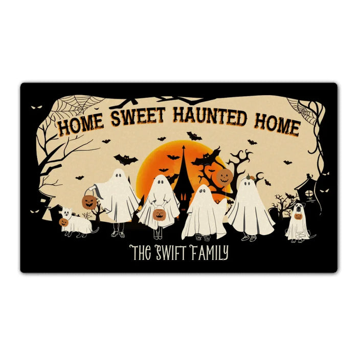 Home Sweet Haunted Home - Personalized Halloween Gifts Custom Halloween Doormat For Family