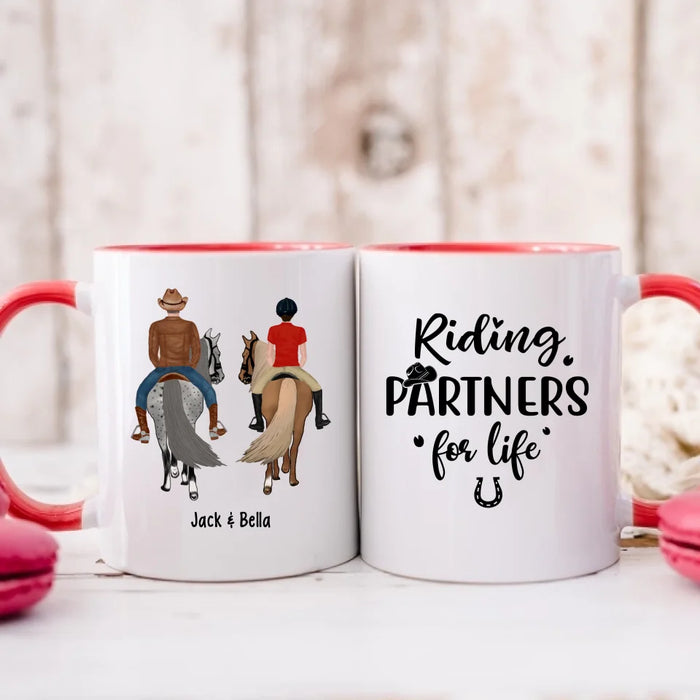 Personalized Riding Partners For Life Mug, Custom Horseback Riding Couple, Best Friend Mug, Gifts For Horse Lovers