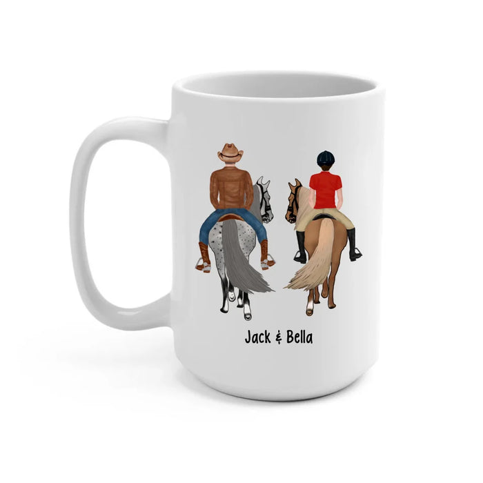 Personalized Riding Partners For Life Mug, Custom Horseback Riding Couple, Best Friend Mug, Gifts For Horse Lovers