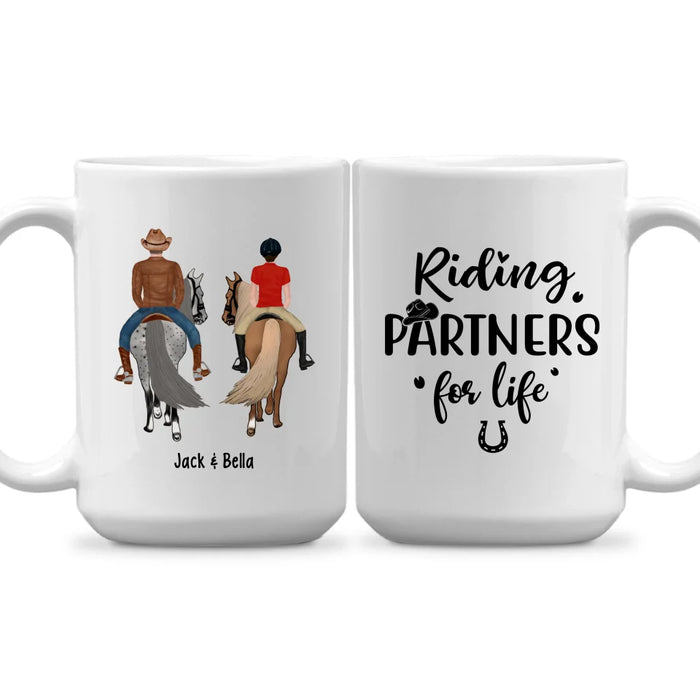 Personalized Riding Partners For Life Mug, Custom Horseback Riding Couple, Best Friend Mug, Gifts For Horse Lovers