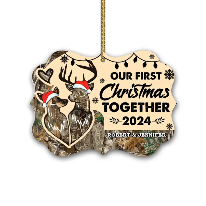 Personalized Our First Christmas Together 2024 Ornament, Custom Hunting Christmas Metal Ornament, Gift For Hunting Couples, Hunting Lovers