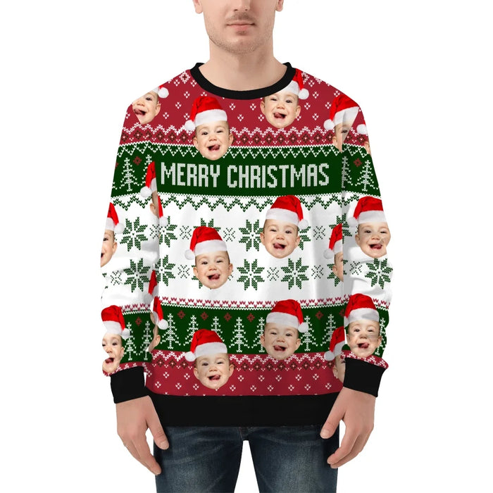 Personalized Merry Christmas Ugly Sweater, Custom Face Photo Christmas Sweater, Christmas Gifts for Family