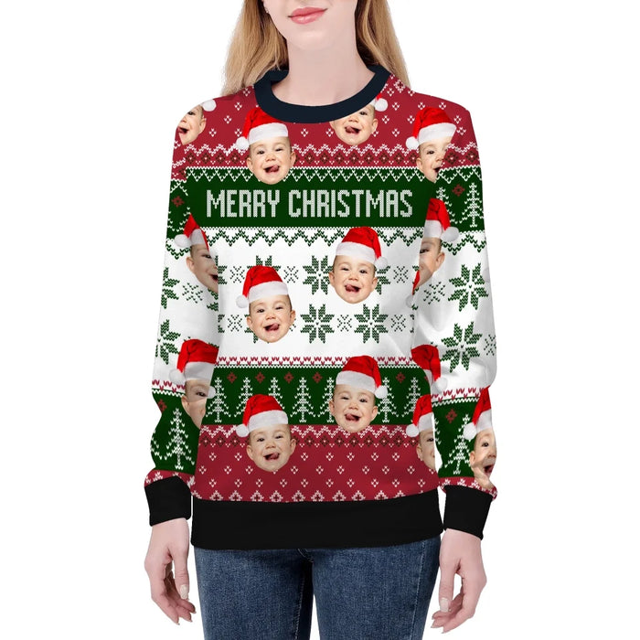 Personalized Merry Christmas Ugly Sweater, Custom Face Photo Christmas Sweater, Christmas Gifts for Family