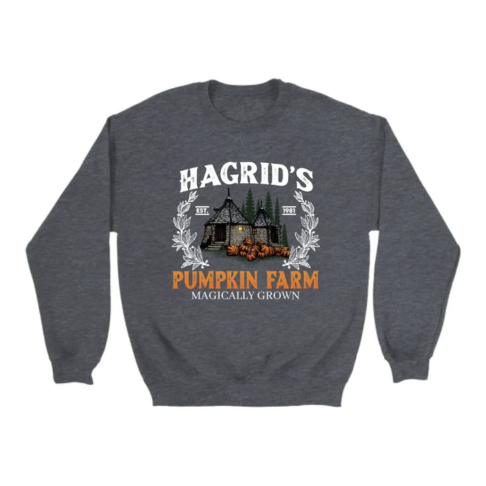 Hagrid's Pumpkin Farm Magically Grown Crewneck Sweatshirt, Retro Pumpkin Patch Thanksgiving 2024, Halloween Shirt Fall Sweatshirt