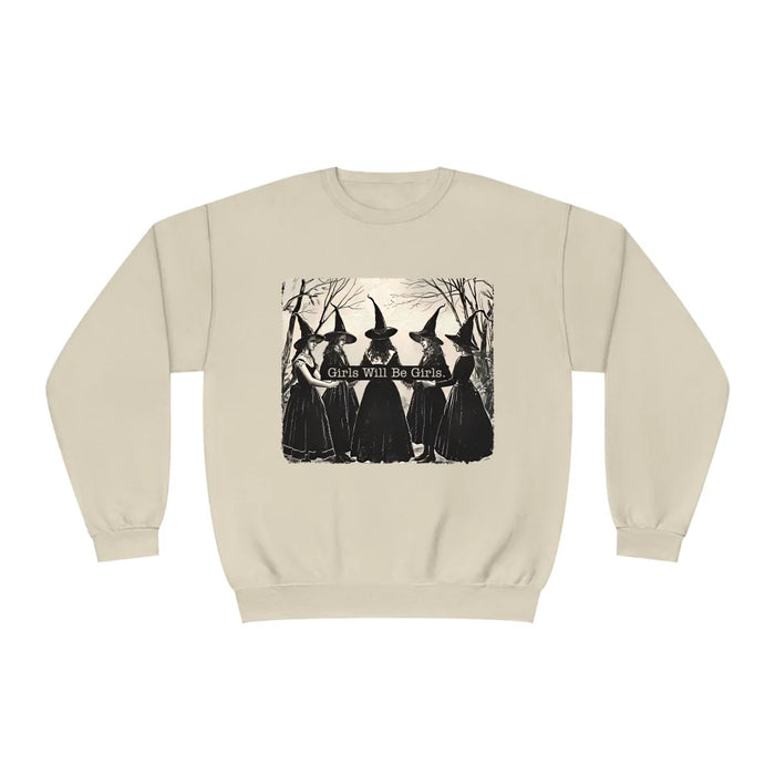 Vintage Girls Will Be Girls Witch Sweatshirt, Funny Halloween Witch Sweatshirt