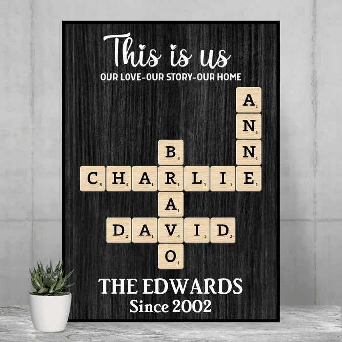 Personalized This Is Us Family Crossword Poster, Custom Family Scrabble Poster, Scrabble Wall Decor for Family