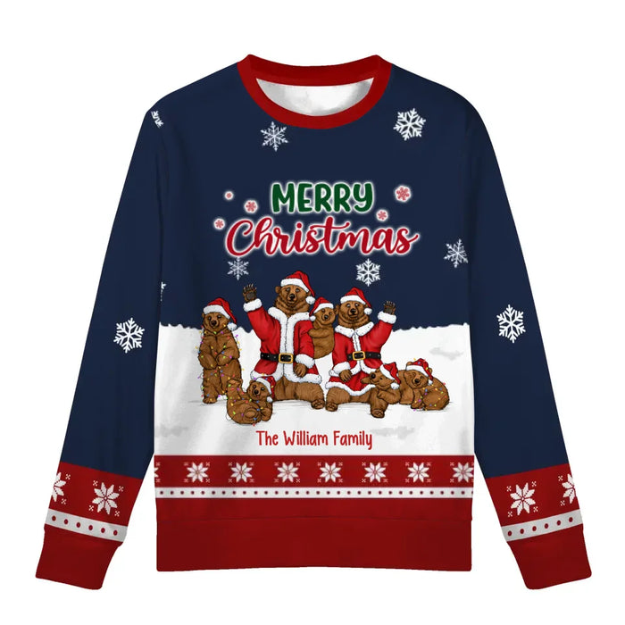 Merry Christmas Bear Family - Personalized Custom Unisex Ugly Christmas Sweater, Christmas Gift For Family