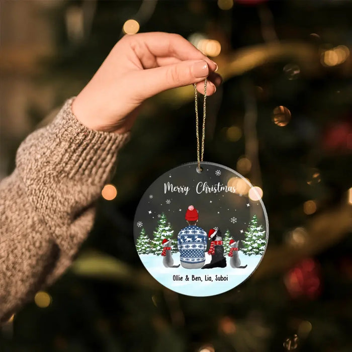 Personalized Christmas 2024 Fur Family Acrylic Ornament, Custom People with Pet Ornament, 2024 Merry Christmas Ornament