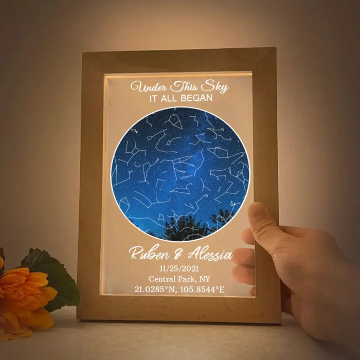 Custom Constellation Star Map Night Light - Personalized Anniversary Gift - Frame Lamp Gift for Him / Her - Gift for Husband / Wife - Custom Night Sky