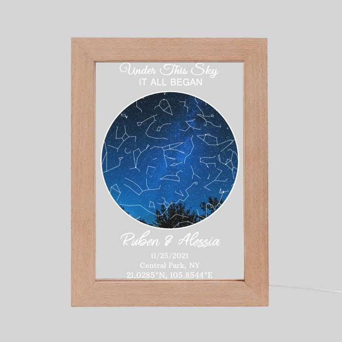 Custom Constellation Star Map Night Light - Personalized Anniversary Gift - Frame Lamp Gift for Him / Her - Gift for Husband / Wife - Custom Night Sky