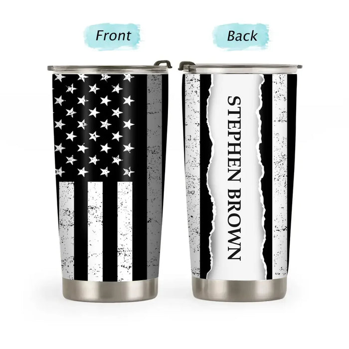 Thin Gray Line American Flag - Personalized Gifts Custom Tumbler For Police Correction Officer