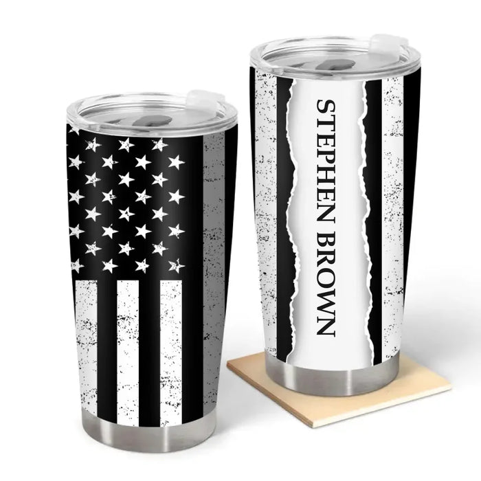 Thin Gray Line American Flag - Personalized Gifts Custom Tumbler For Police Correction Officer