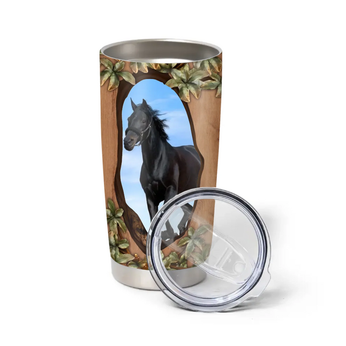 Personalized Horse Photo Tumbler, Custom Horse Name Tumbler, Gift For Horse Lovers