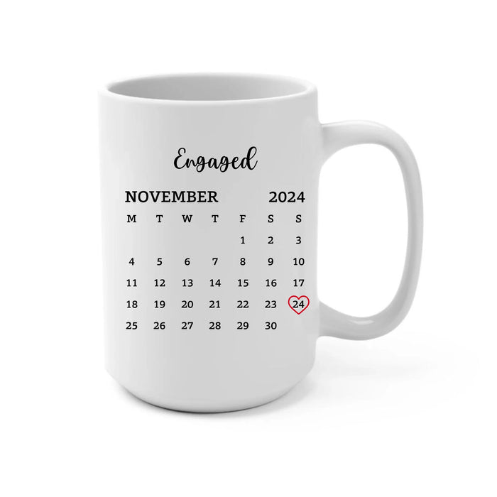 Personalized Couple Sitting On Beach Mug, Custom Calendar Anniversary Couple Mug, Gift For Him, For Her