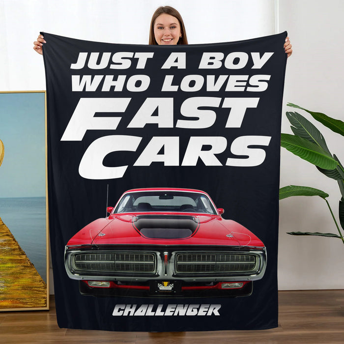 Personalized Just A Boy Who Loves Fast Cars Blanket, Custom Car Photo Blanket Gift for Car Guy, Boyfriend Car Lover
