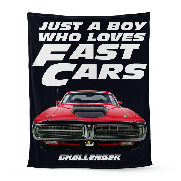 Personalized Just A Boy Who Loves Fast Cars Blanket, Custom Car Photo Blanket Gift for Car Guy, Boyfriend Car Lover