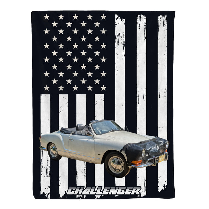Personalized American Flag Car Blanket, Custom Car Photo Blanket Gift for Car Guy, Him, Car Lover