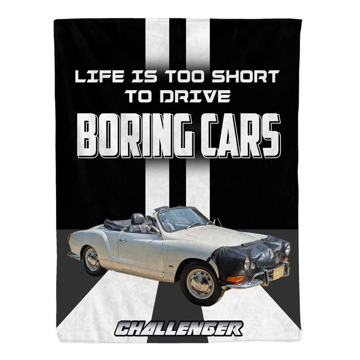 Personalized Life Is Too Short To Drive Boring Cars Blanket, Custom Car Photo Blanket Gift for Car Guy, Him, Car Lover