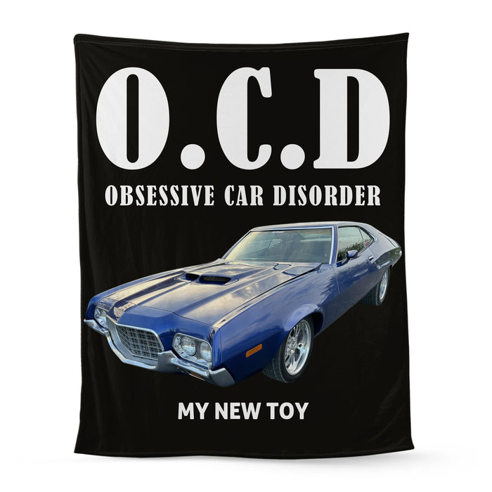 Personalized Obsessive Car Disorder Blanket, Custom Car Photo Blanket Gift for Car Guy, Him, Car Lover
