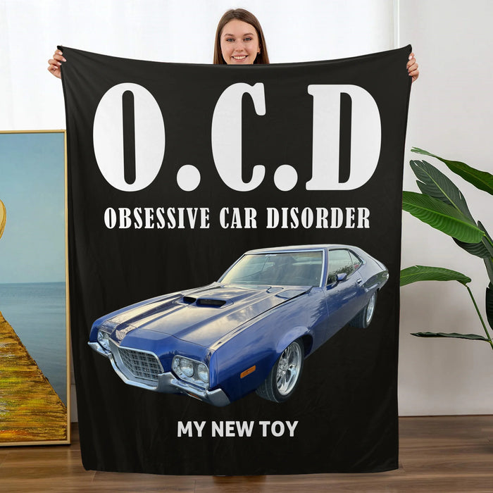 Personalized Obsessive Car Disorder Blanket, Custom Car Photo Blanket Gift for Car Guy, Him, Car Lover