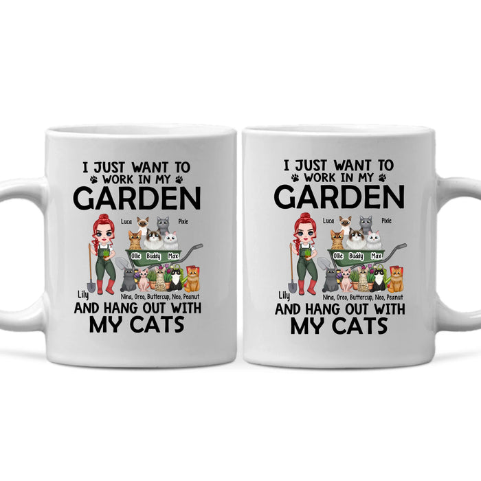 Up To 10 Cats, I Just Want To Work In My Garden - Personalized Mug For Cat Gardening Lovers, Gardeners