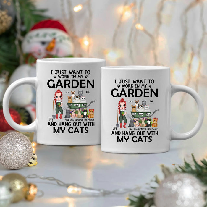Up To 10 Cats, I Just Want To Work In My Garden - Personalized Mug For Cat Gardening Lovers, Gardeners
